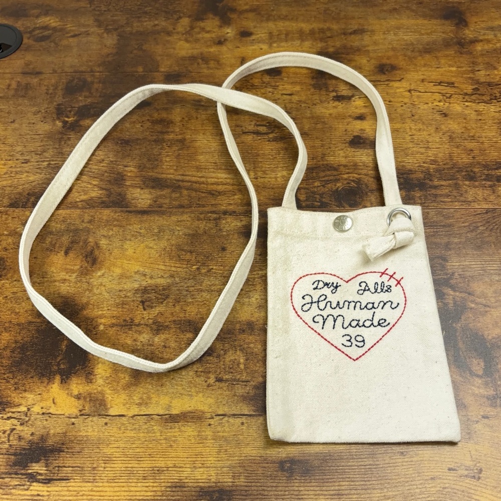 Human Made Mini Shoulder Bag Cream White Embroidered